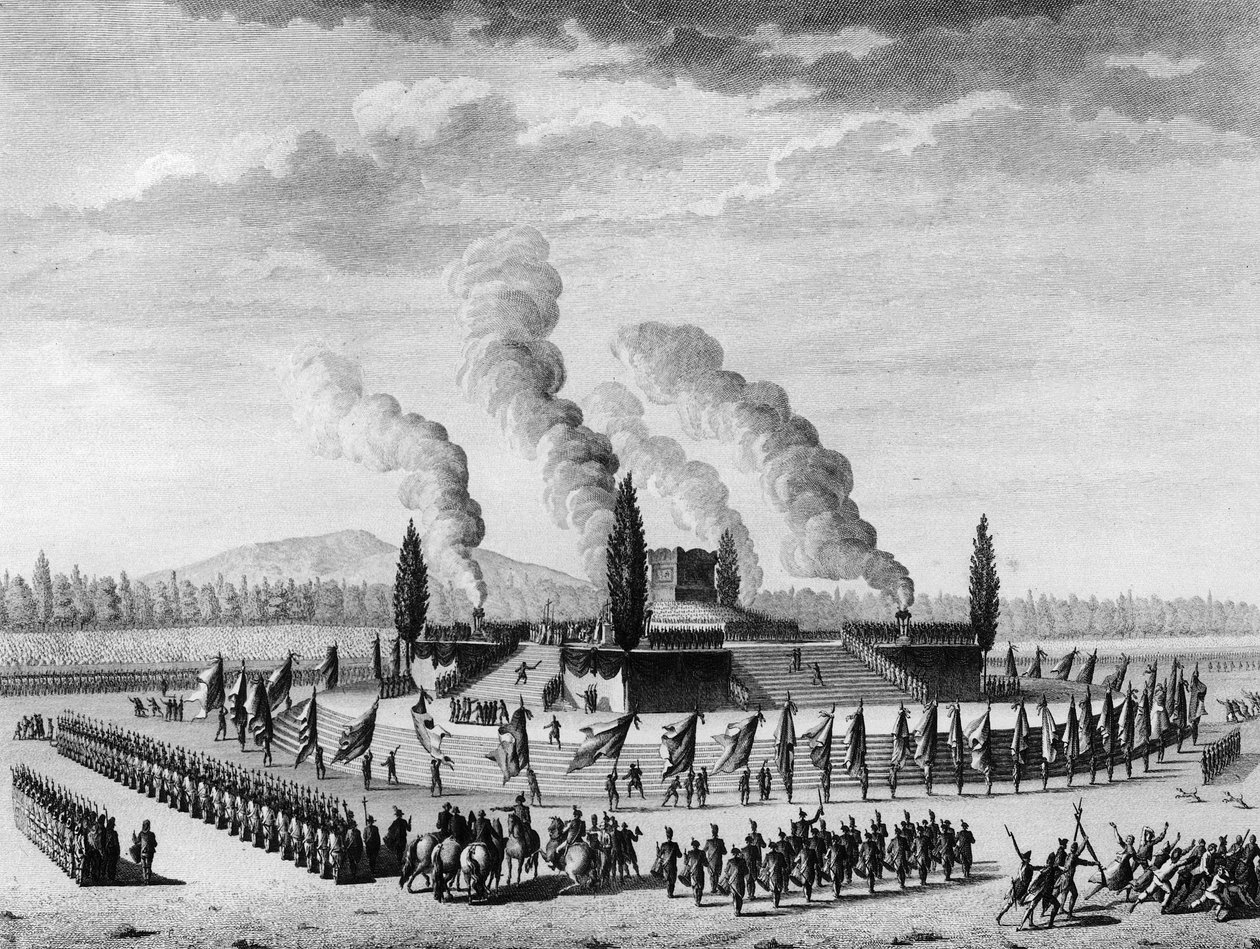 الثورة الفرنسية: Funebres تكريماً للمواطنين الذين ماتوا في نانسي في سبتمبر 1790. باريس ، مكتبة معهد تاريخ الثورة بواسطة المدرسة الفرنسية