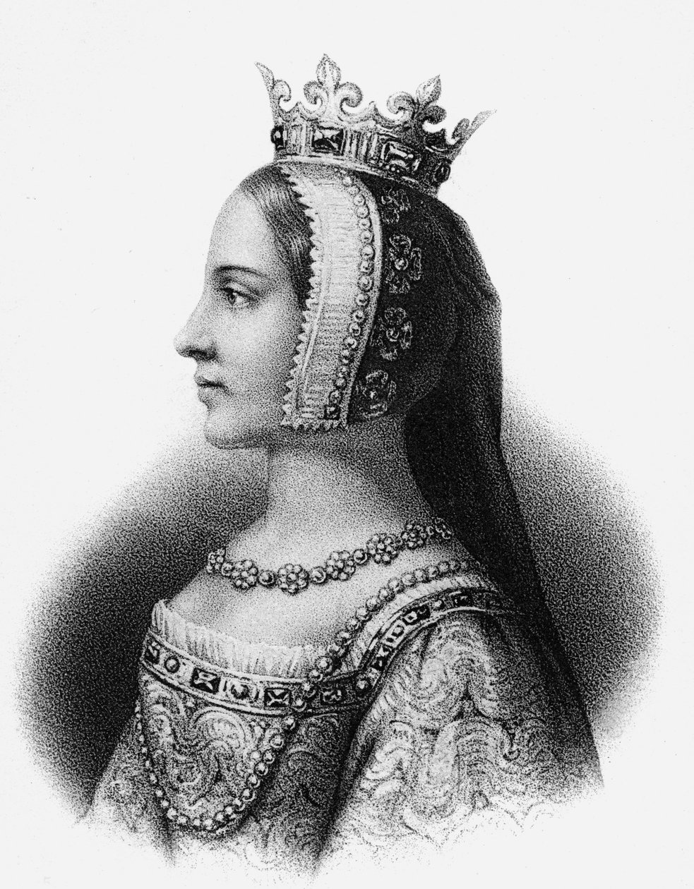 جين دي بولوني ، حفيدة روبرت الخامس ، Comte d'Auvergne (نقش) بواسطة المدرسة الفرنسية