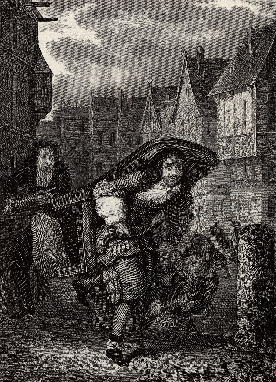 "" Monsieur de Pourceaugnac "" "نقش من" "أعمال" للمؤلف الإنجليزي موليير - مشهد من مسرحية "Monsieur de Pourceaugnac" "لجين بابتيست بوكلين ديت موليير (جان بابتيست بوكلين بواسطة المدرسة الفرنسية