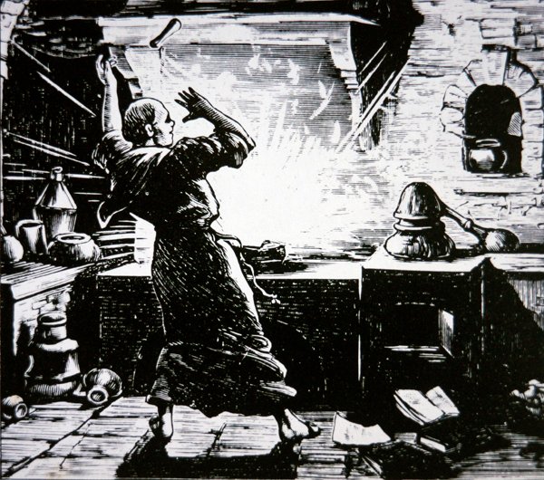 Berthold Schwarz ، المعروف أيضًا باسم "Black Berthold" (نقش خشبي) بواسطة المدرسة الألمانية