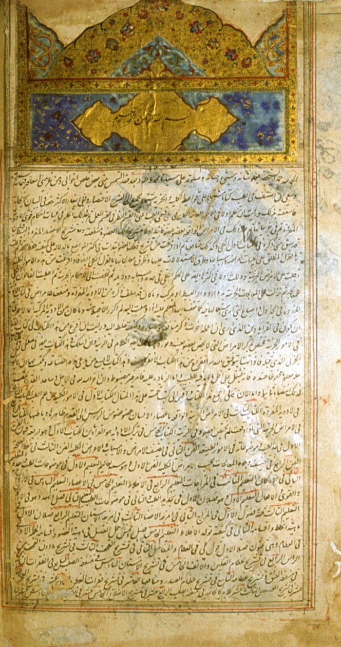 صفحة من كتاب القانون في الطب لابن سينا بواسطة المدرسة الإيرانية