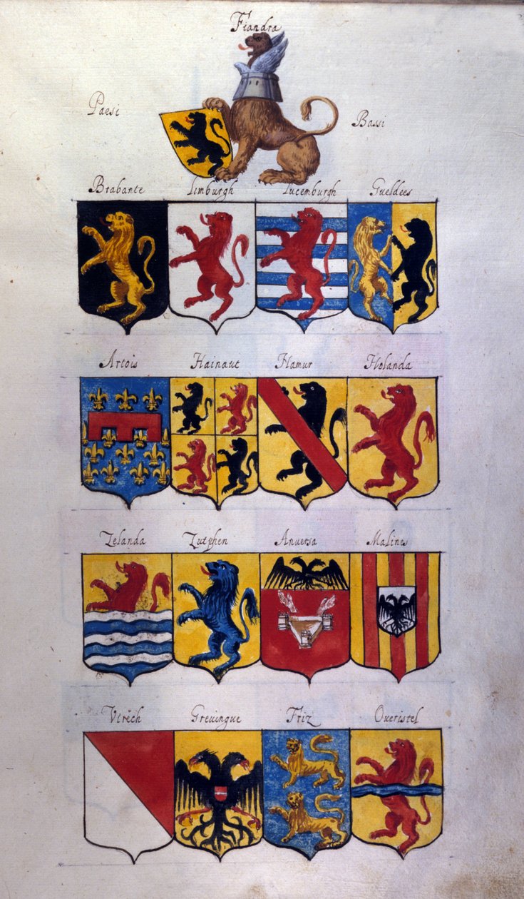 بلازون الهولندي (هولندا ، فلاندرز ، هينو) مع التنانين ، Archivio di Stato of Milan بواسطة المدرسة الايطالية