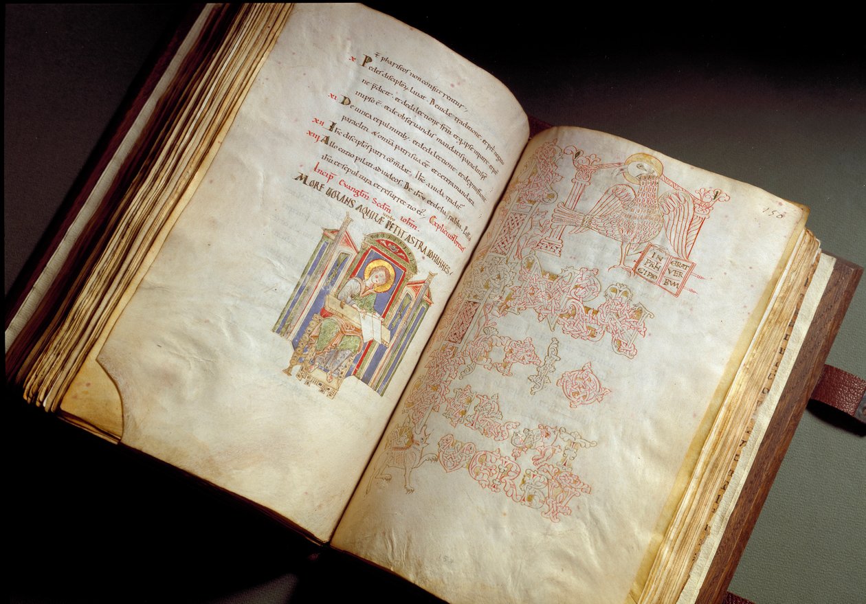 إنجيلية. مخطوطة من دير فارفا. (Ms. E 16 folii 149v. 150r.) Rome، Biblioteca Vallicelliana بواسطة المدرسة الايطالية