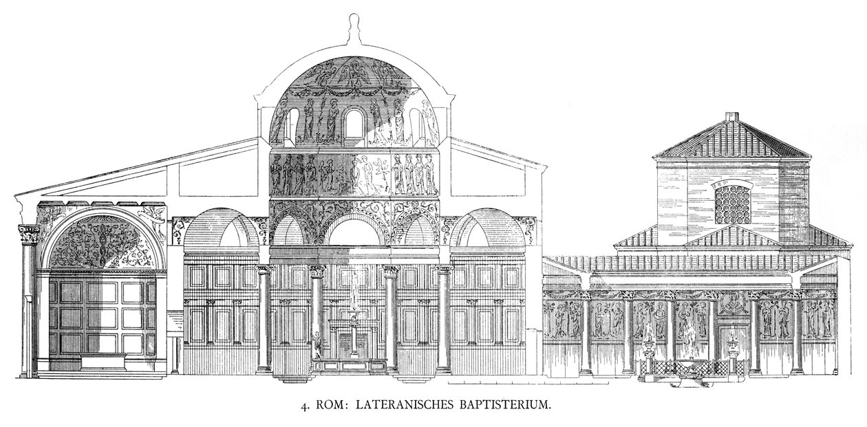 خطط Lateran Baptistery (litho) بواسطة المدرسة الايطالية
