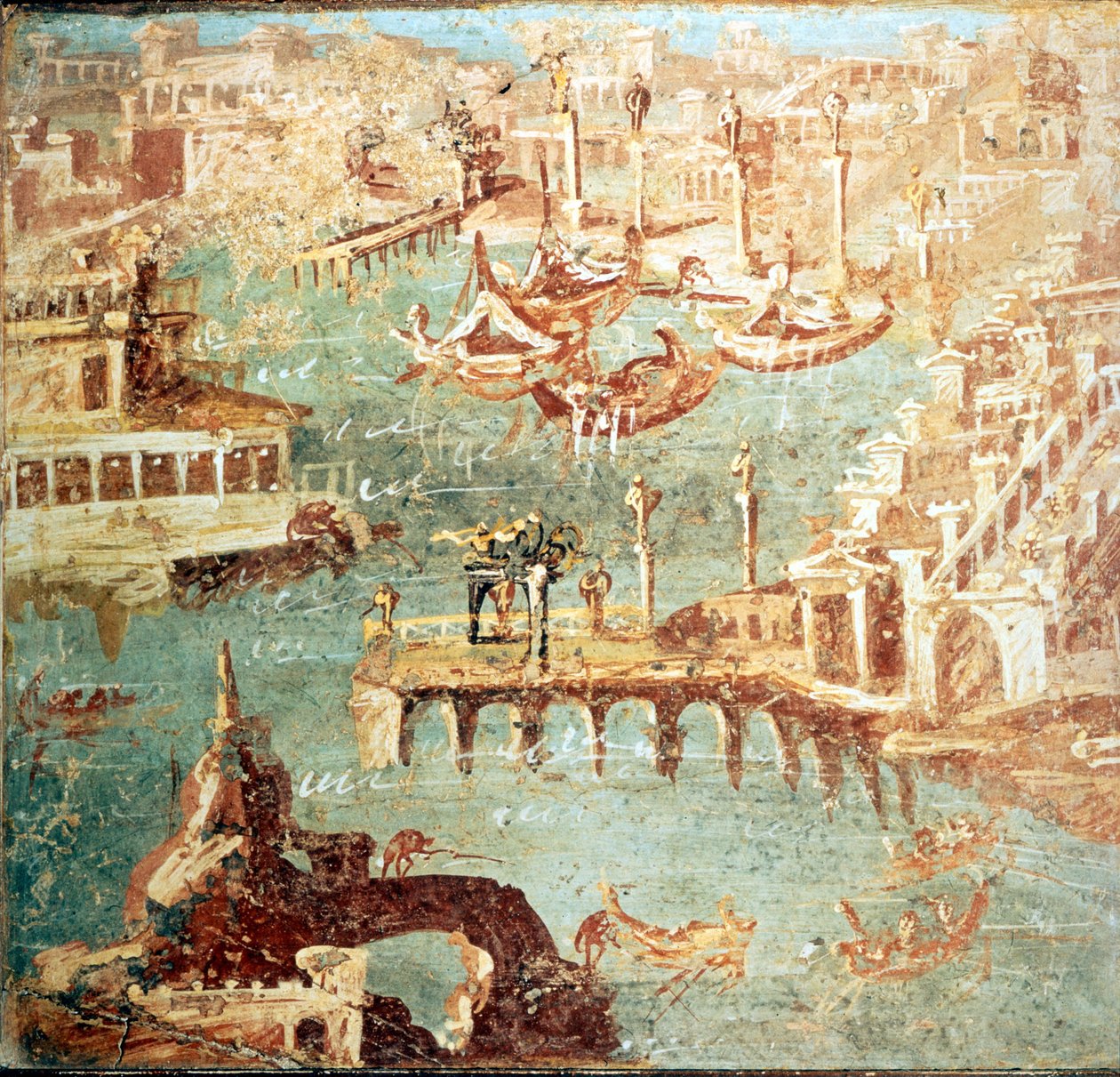 ميناء Pozzuoli (Pozzuoli) بالقرب من نابولي. Museo Nazionale de Naples بواسطة المدرسة الايطالية