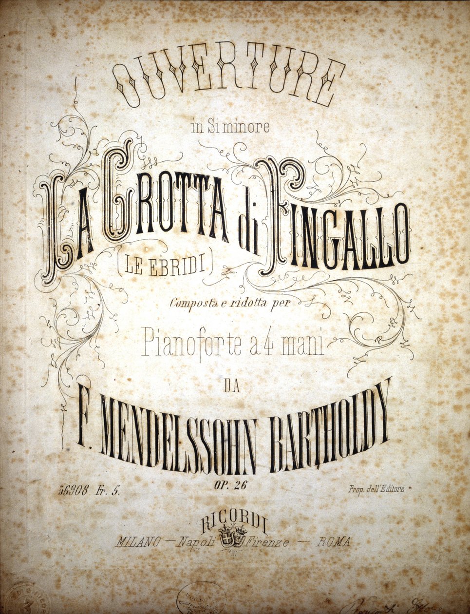 نتيجة "La Grotta di Fingallo" بواسطة Felix Mendelssohn (litho) بواسطة المدرسة الايطالية
