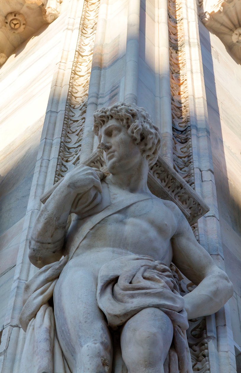 Telamon of Milan cathedral facade, Lombardy, Italy, Detail بواسطة المدرسة الايطالية
