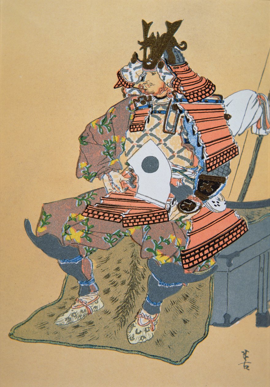 Minamoto Yoshiiye (colour litho) بواسطة المدرسة اليابانية