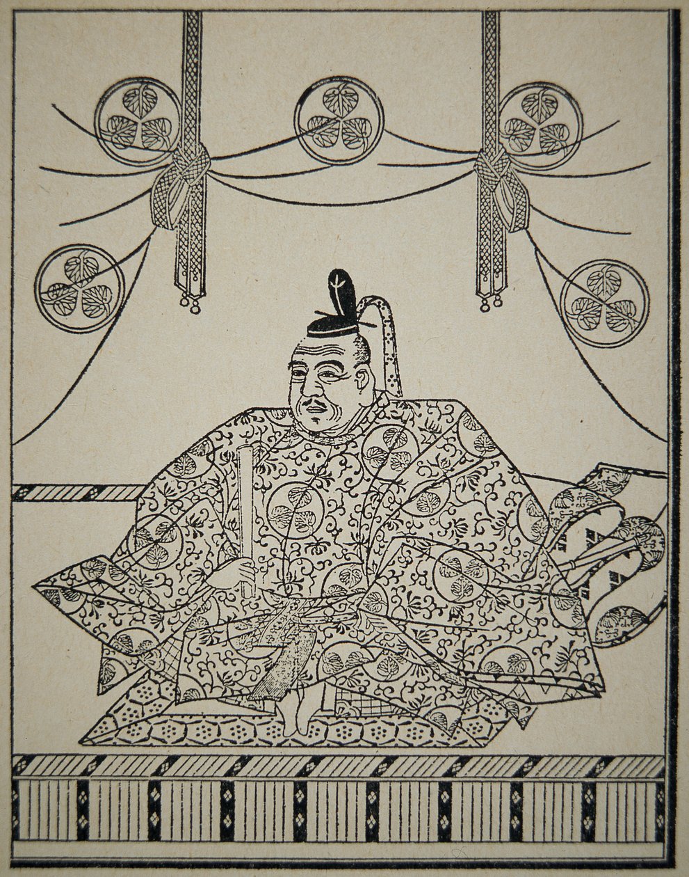 Portrait of Shogun Tokugawa Ieyasu in court dress بواسطة المدرسة اليابانية