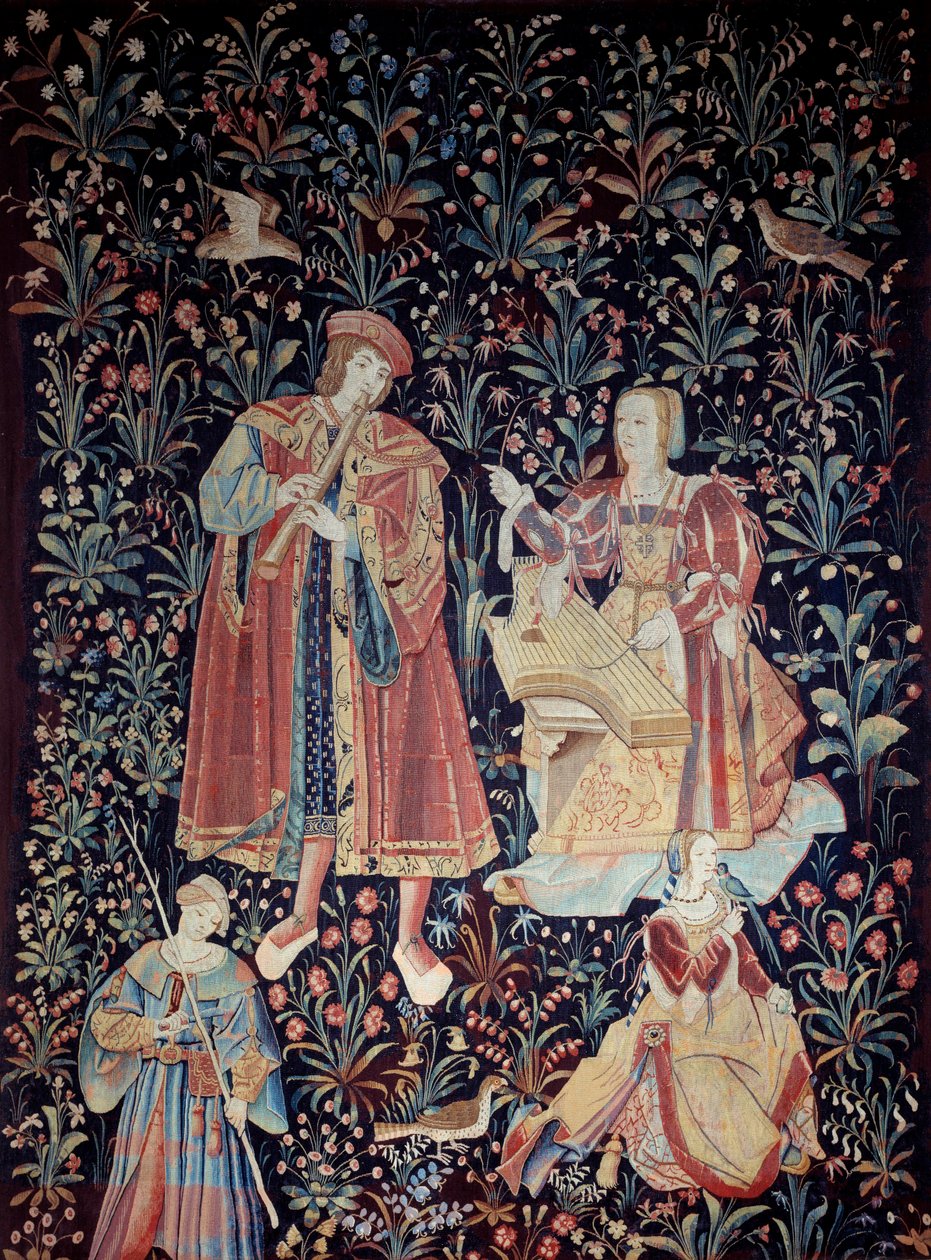 ستارة Seigneuriale Life: الحفلة الموسيقية المصنوعة من الصوف والحرير حوالي عام 1520 في هولندا. شمس 2.6x3.7 م باريس ، المتحف الوطني للعصور الوسطى ، ثيرميس دي كلوني بواسطة مدرسة هولندا