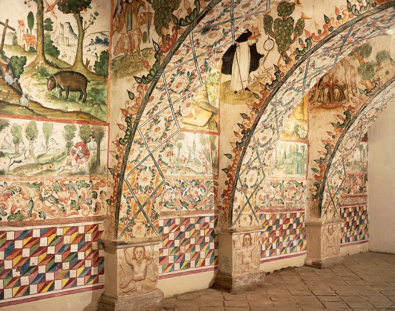 Chapel frescoes depicting religious and daily life scenes (fresco) بواسطة مدرسة بيرو