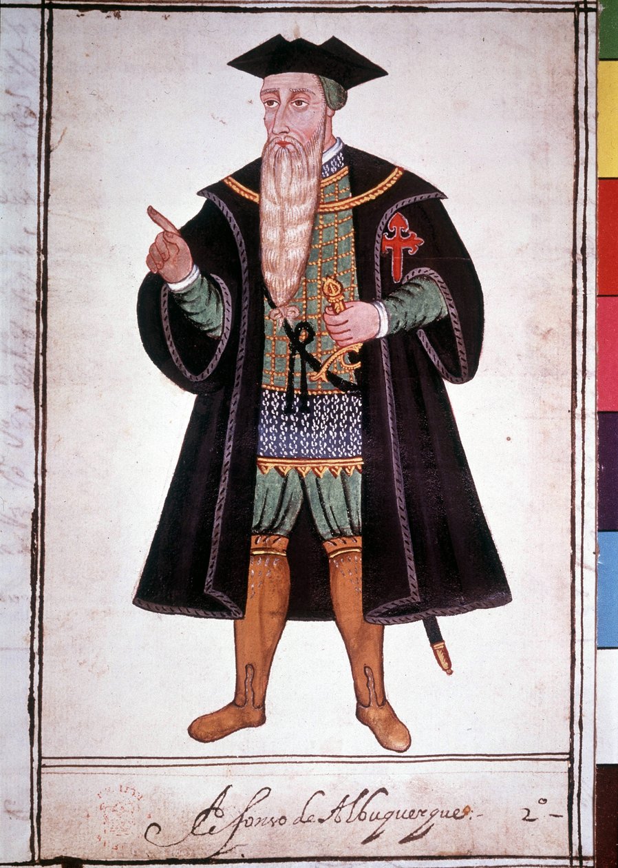 صورة لألفونسو (ألفونسو أو أفونسو) لألبوكيرك (1453 - 1515). مخطوطة برتغالية من القرن الخامس عشر. بواسطة المدرسة البرتغالية