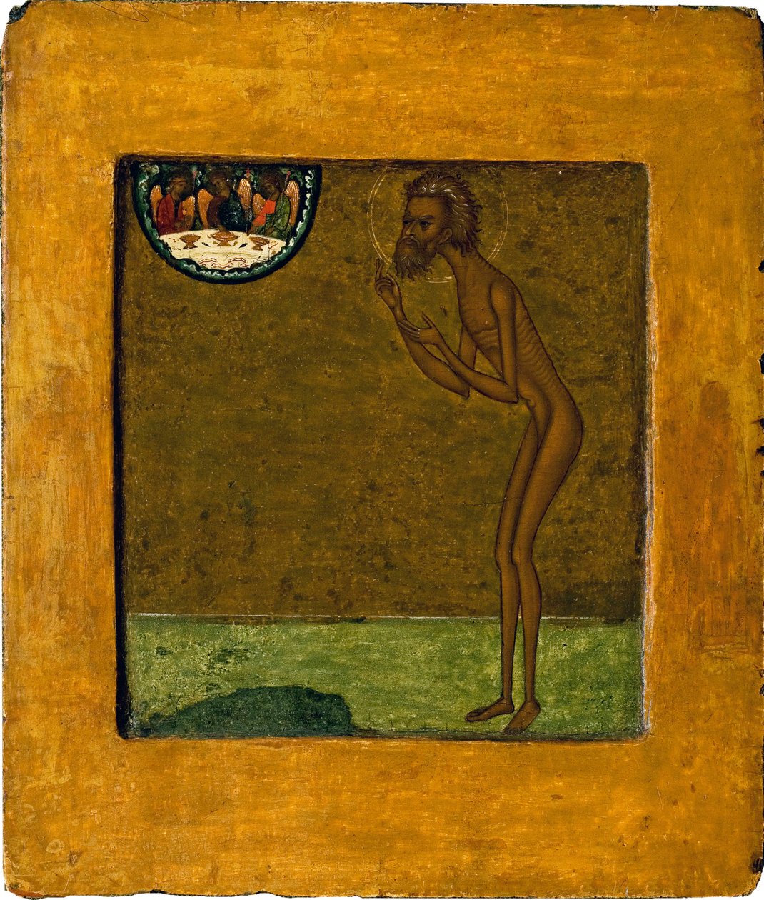 باسل المبارك أو القديس باسيلي (فاسيلي) (1469-1551 أو 1557). أيقونة روسية مجهولة ، تمبرا على خشب ، أواخر القرن السادس عشر. فن موسكو التقليدي. معرض الدولة تريتياكوف ، موسكو. بواسطة المدرسة الروسية