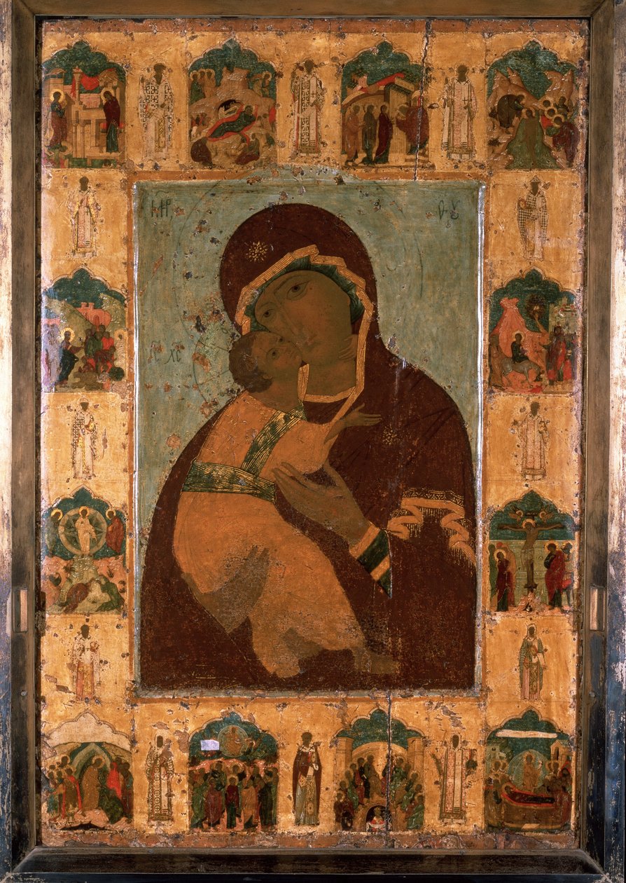 "" العذراء فلاديمير "(فلاديميرسكايا) أيقونة الروسية. الرسم على الخشب. 1514 كاتدرائية الرقاد في الكرملين ، موسكو بواسطة المدرسة الروسية