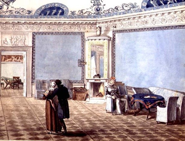 غرفة الرسم الزرقاء الكلاسيكية الجديدة في سانت بطرسبرغ بواسطة المدرسة الروسية
