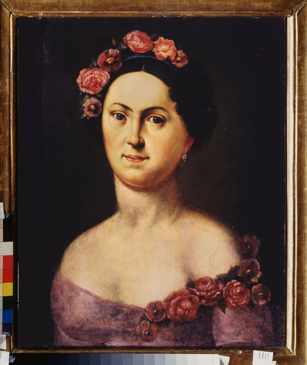 صورة لراقصة الباليه أفدوتيا إستومينا (1799-1848) ، في فلورا. لوحة مجهولة ، زيت على قماش ، حوالي عام 1830. الفن الروسي بواسطة المدرسة الروسية