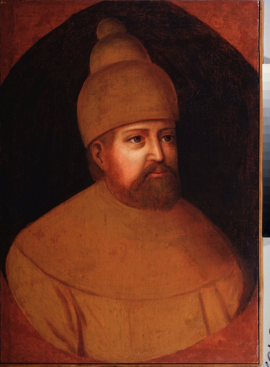 صورة للقيصر ميخائيل الأول فيودوروفيتش رومانوف من روسيا (1596-1645). لوحة لسيد روسي ، زيت على قماش ، النصف الثاني من القرن السابع عشر. الفن الروسي التقليدي. متحف الفن الإقليمي ، روستوف أون دون (روسيا). بواسطة المدرسة الروسية