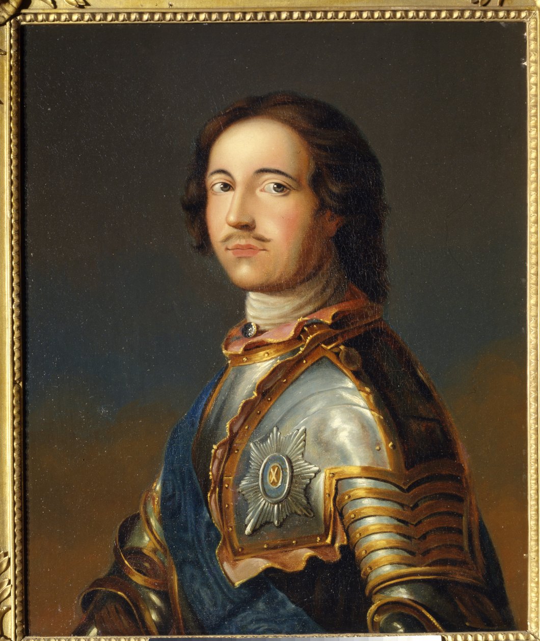 صورة للإمبراطور بيتر الأول العظيم مرتديًا Knight Armor بواسطة المدرسة الروسية