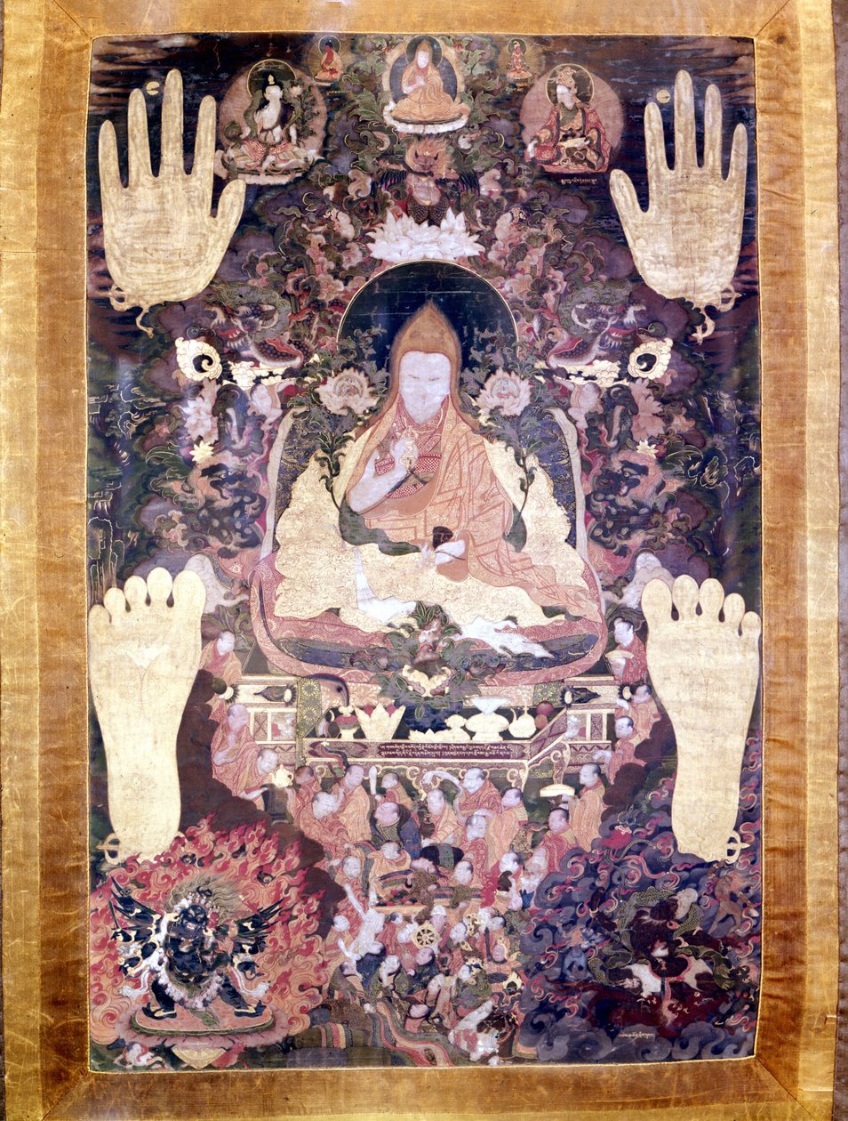 Blo Bzang Rgya ktso ، الدالاي لاما الخامس ، الأكثر شهرة وأهمية في التاريخ. Tibetan Thai-ka ، متحف Guimet ، باريس بواسطة مدرسة التبت