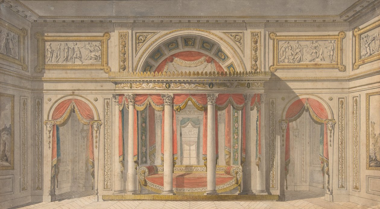 تصميم غرفة نوم ، 1785-1838. بواسطة مدرسة تشارلز بيرسير