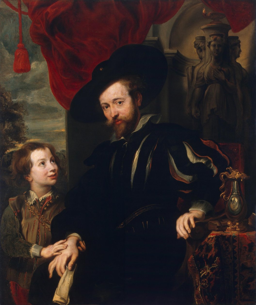 صورة روبنز مع ابنه ألبرت (نسخة من الأصل المفقود في أواخر 1610s) بواسطة مدرسة بيتر بول روبنز