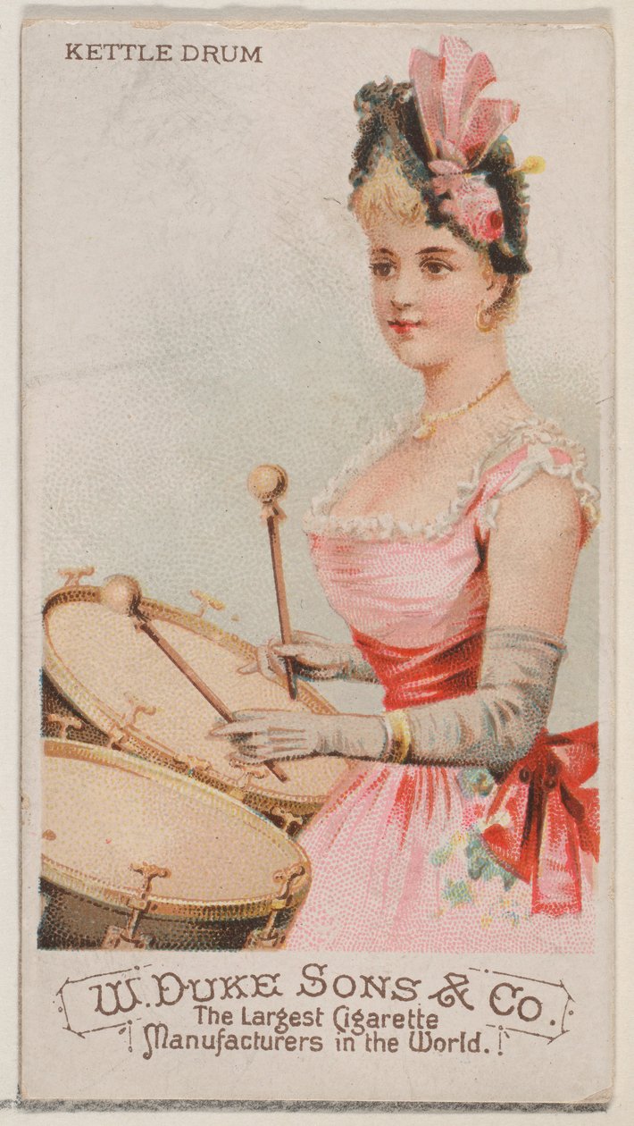 Kettle Drum ، من سلسلة الآلات الموسيقية N82 لسجائر ماركة Duke ، 1888. ، 1888. بواسطة شوماخر وإيتلينجر