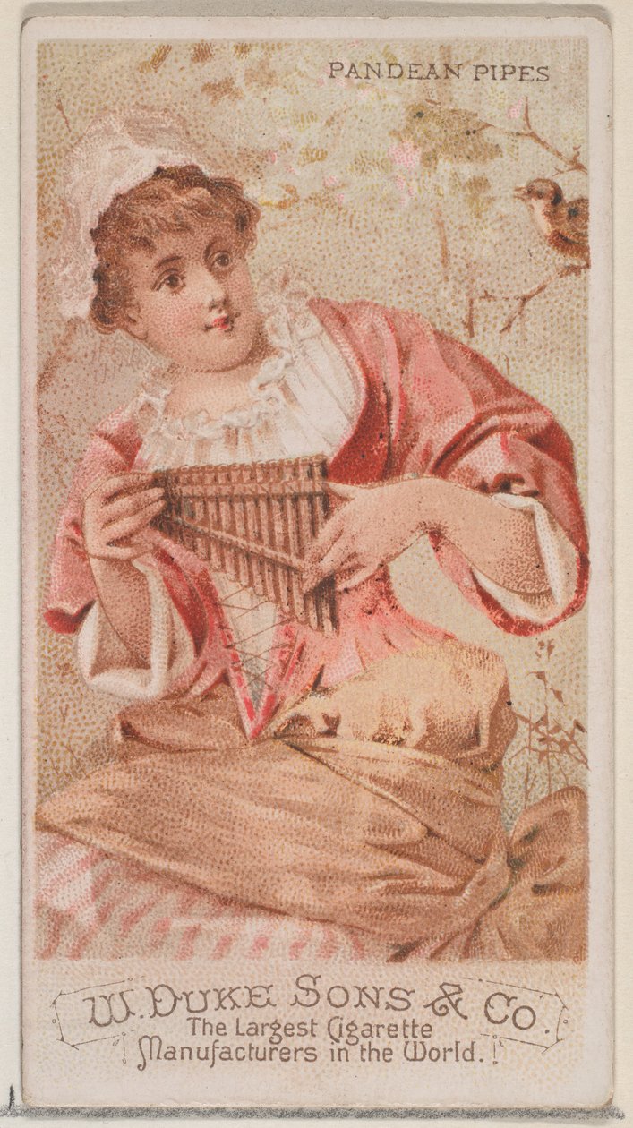 Pandean Pipes ، من سلسلة الآلات الموسيقية N82 لسجائر ماركة Duke ، 1888. ، 1888. بواسطة شوماخر وإيتلينجر