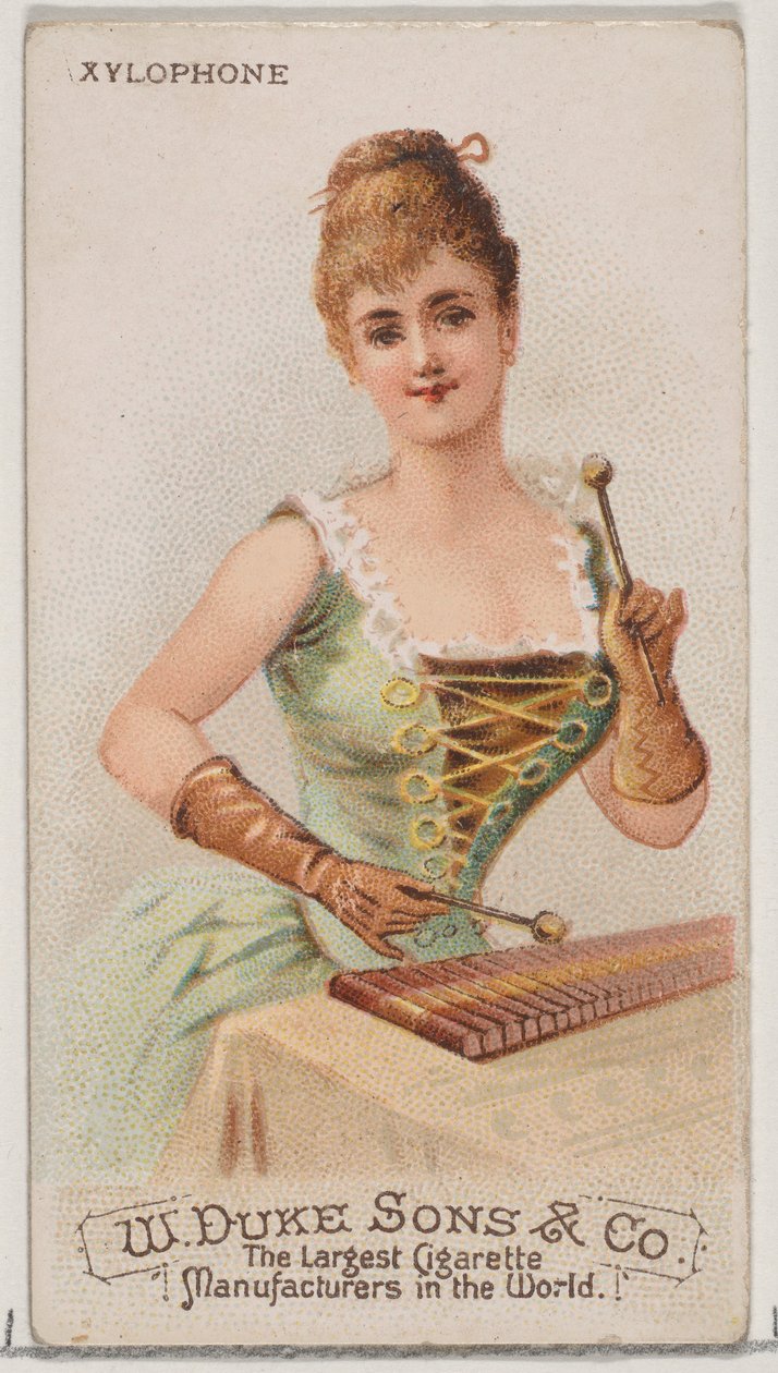 Xylophone ، من سلسلة الآلات الموسيقية N82 لسجائر ماركة Duke ، 1888. ، 1888. بواسطة شوماخر وإيتلينجر