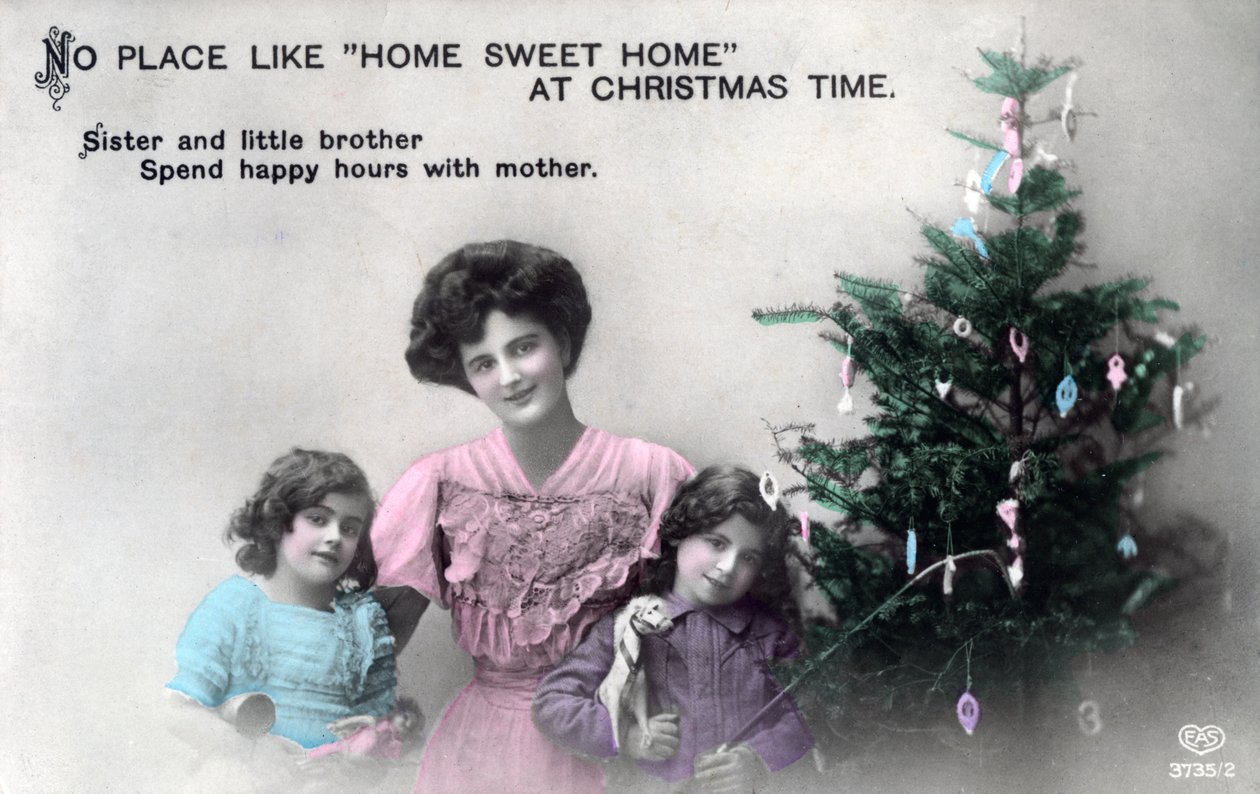 "No Place like Home Sweet Home at Christmas Time" ، بطاقة تهنئة ، c1900-1919. بواسطة شويردفيغر وشركاه