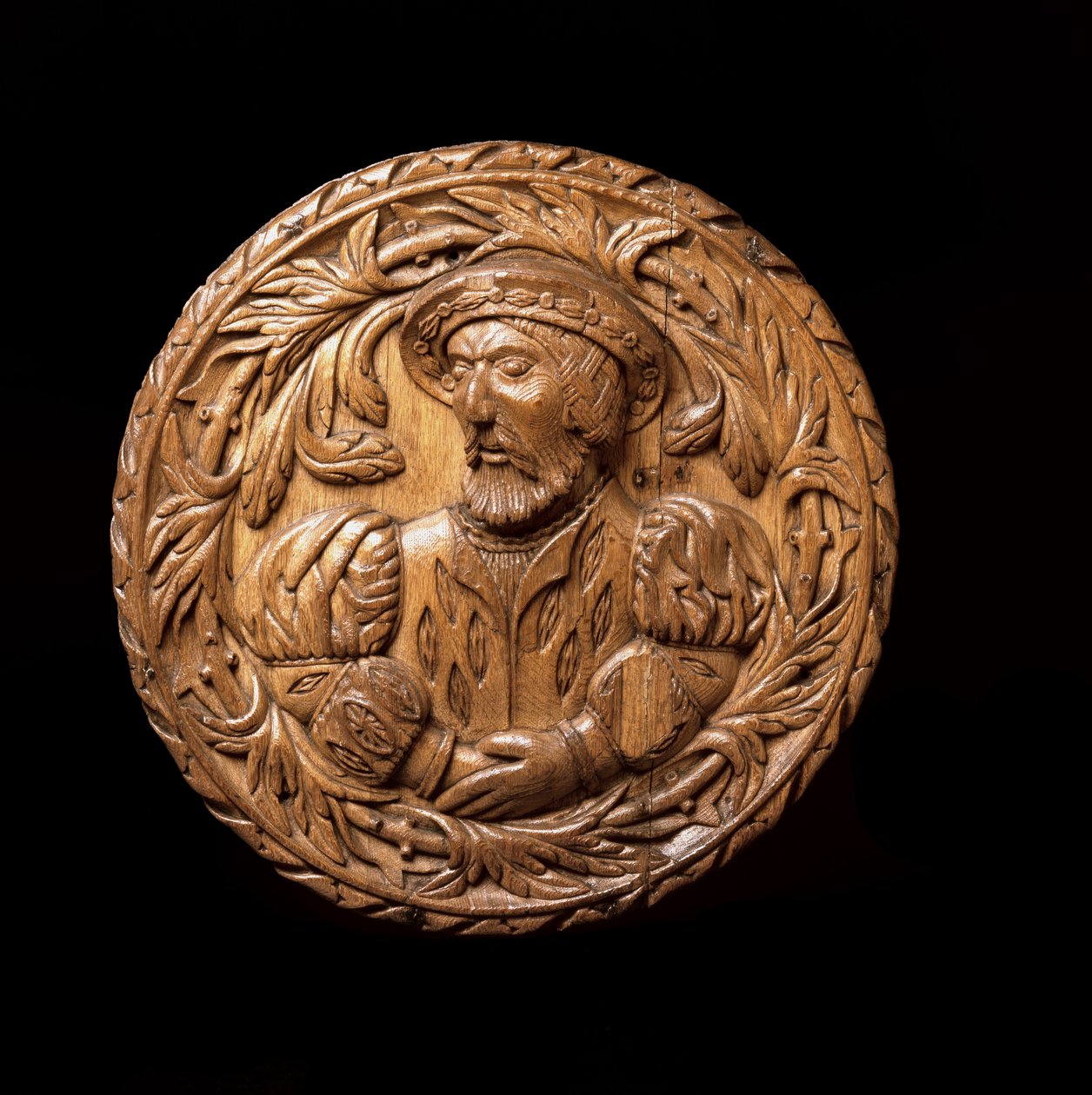 Roundel ، يعتقد أنه يمثل جيمس الخامس (1512-42) من اسكتلندا ، من سقف غرفة حضور الملوك في قلعة ستيرلنغ ، 1540 (خشب البلوط) بواسطة المدرسة الاسكتلندية