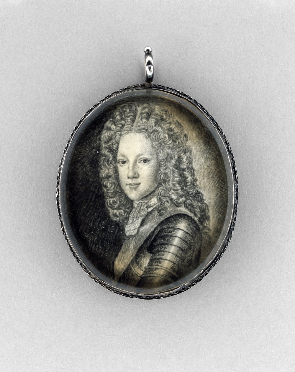 الأمير جيمس فرانسيس إدوارد ستيوارت (الزاعم القديم) ، حوالي 1703 (حبر هندي على ورق ، جرافيت ، كريستال صخري وفضي) بواسطة المدرسة الاسكتلندية