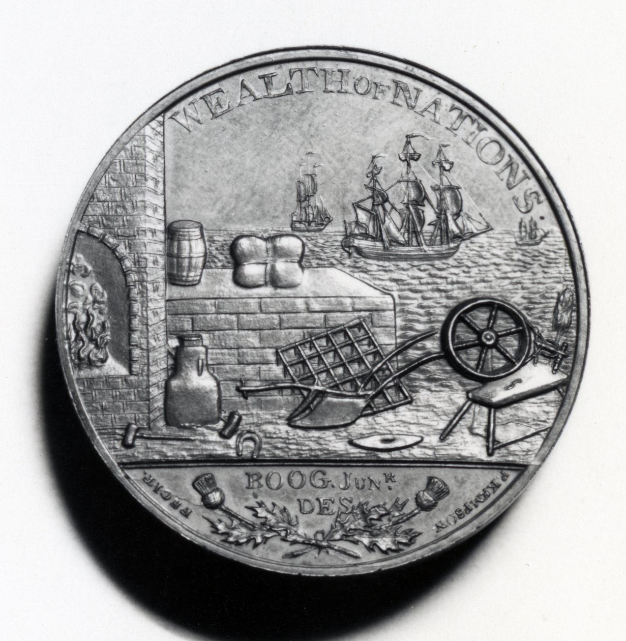 بيني الاسكتلندي يحيي ذكرى آدم سميث (عكسي) ، 1797 (نحاسي) (للوجه الآخر انظر XJF448269) بواسطة المدرسة الاسكتلندية