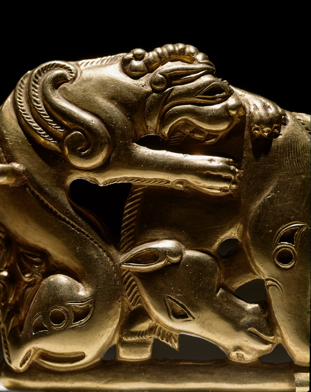 Art Scythian (Scythian civilization): gold belt fibule depicting a griffin attacking a horse, detail. From Chiliktin. 6th-2nd century BC. Saint Petersburg, Hermitage Museum بواسطة محشوش محشوش