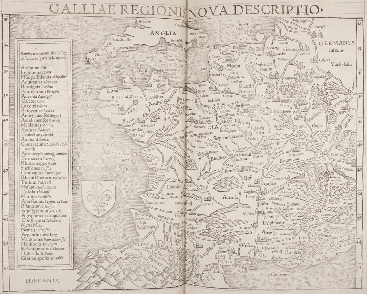 Cosmographia ، تفاصيل Galliae بواسطة سيباستيان مونستر