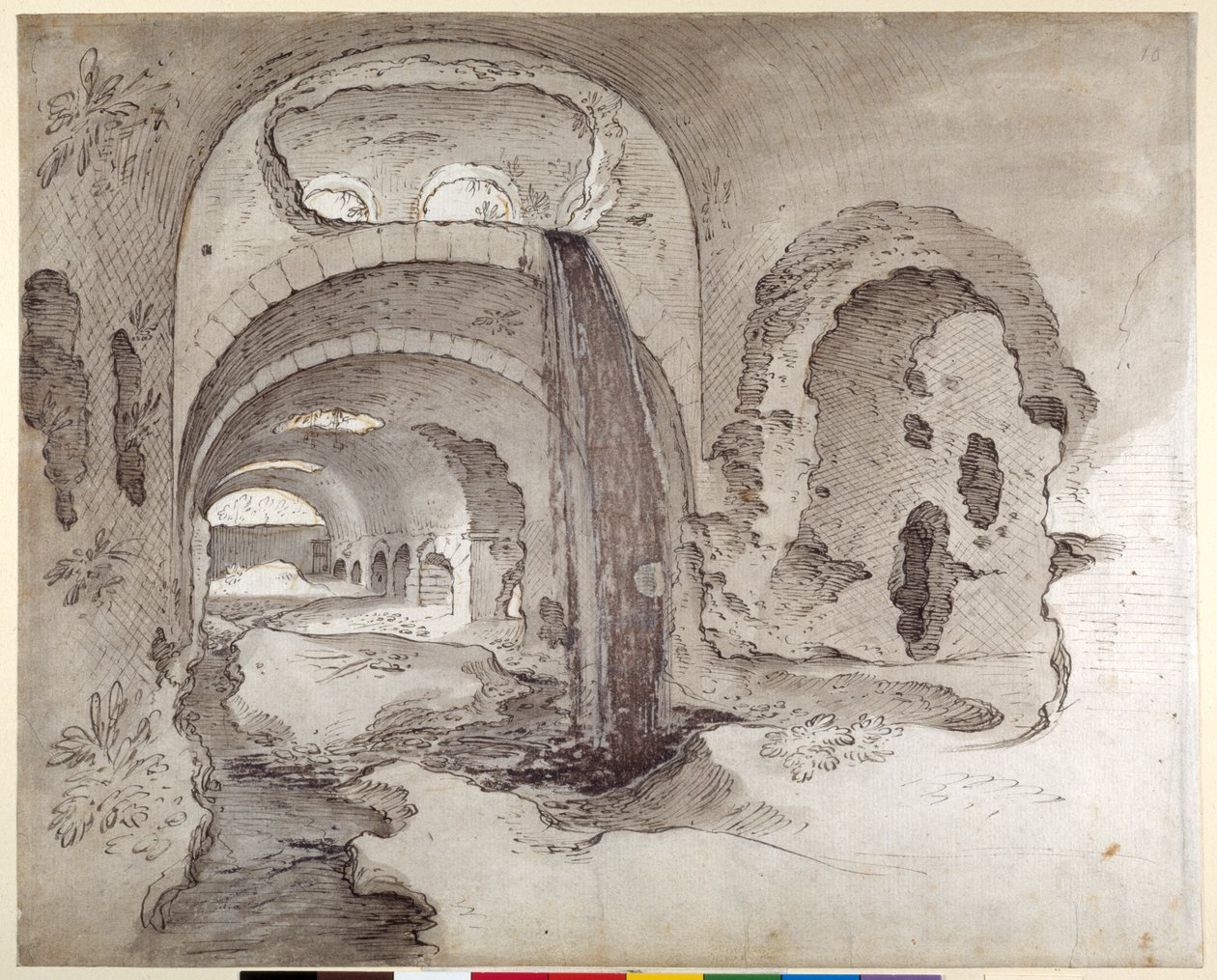 Tivoli, Cryptoporticus under the Temple of Hercules Victor (pen & ink with wash on paper) بواسطة سيباستيان فرانكس