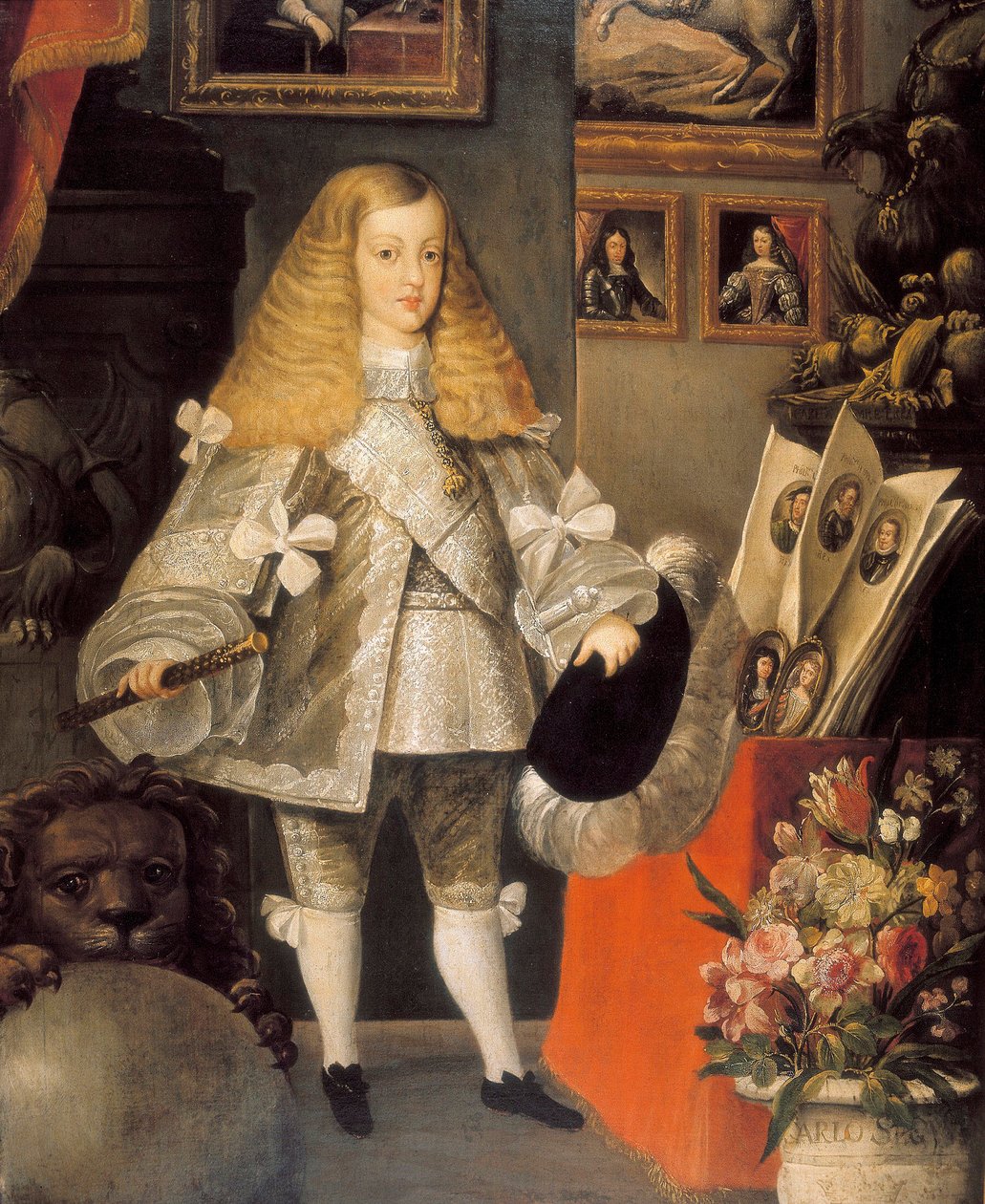 "صورة شخصية لتشارلز الثاني ملك إسبانيا (1661-1700)" التفاصيل. لوحة منسوبة إلى سيباستيان بواسطة هيريرا بارنويفو (1619-1671). القرن ال 17. بواسطة سيباستيان دي (attr.to) هيريرا بارنويفو