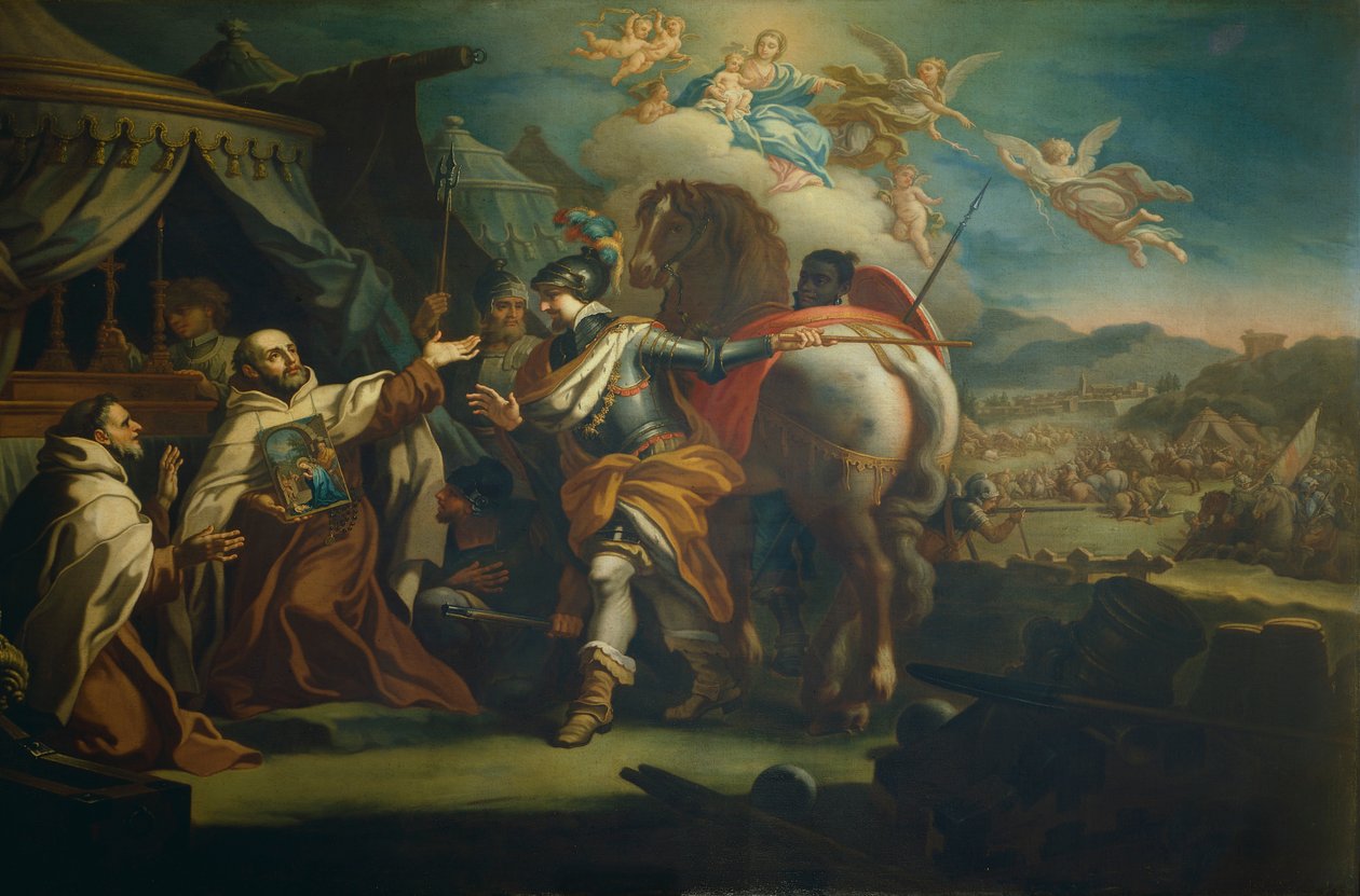 تسليم صورة مبجلة لسيدة النصر إلى الأب دومينيكو دي جيسو ماريا ، بواسطة سيباستيانو كونكا (1680-1764) كنيسة سانتا ماريا ديلا فيتوريا ، روما ، إيطاليا بواسطة سيباستيانو كونكا