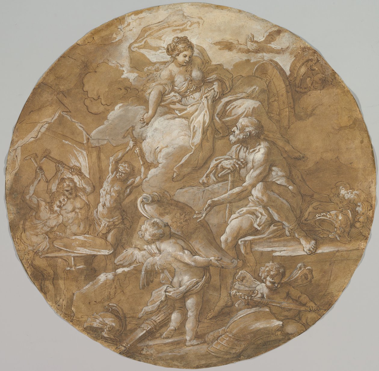 الزهرة في وجه فورج أوف فولكان ، اسكتشات مع اثنين من Putti ، كاليفورنيا. 1716-18. بواسطة سيباستيانو كونكا