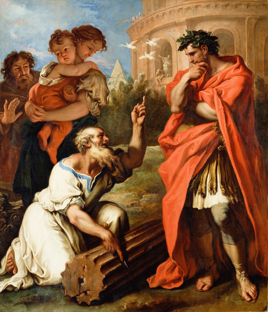 Tarquin the Elder Consulting Attius Navius ، c.1690 (زيت على قماش) بواسطة سيباستيانو ريتشي