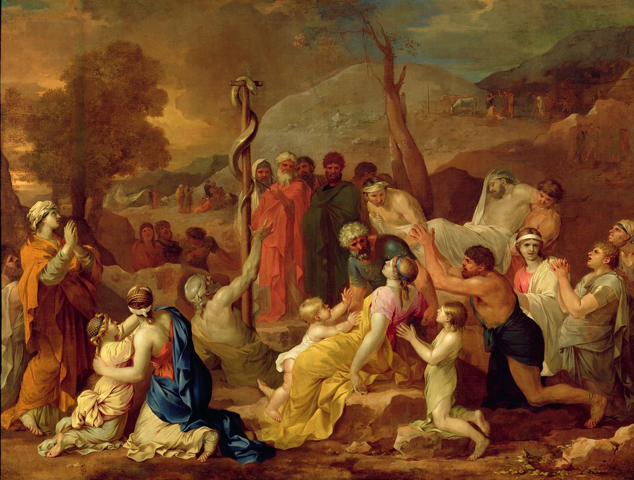 موسى والأفعى النحاسي ، c.1653-54 بواسطة سيباستيان بوردون