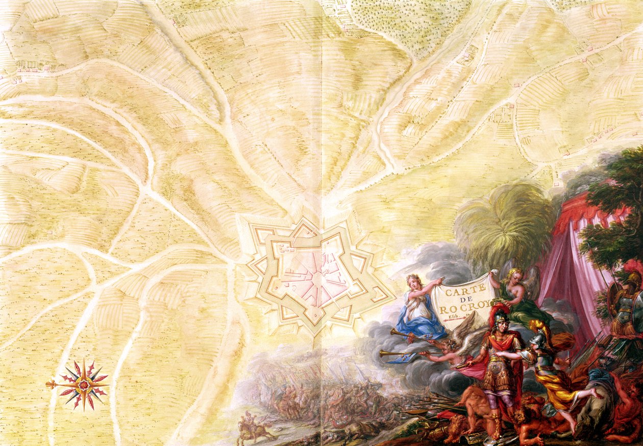 السيدة 988 المجلد 3 صفحة 14 خريطة Rocroi ، من "أطلس لويس الرابع عشر" ، 1683-88 بواسطة سيباستيان لو بريستري دي فوبان