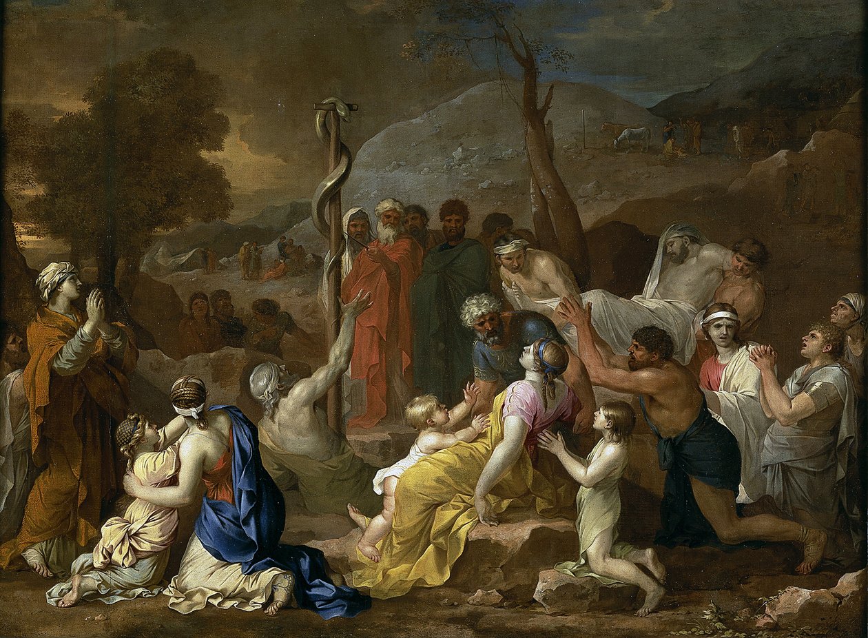 "الثعبان النحاسي" "لوحة لسيباستيان بوردون (1616-1671) 1653-1654 متحف مدريد برادو بواسطة سيباستيان بوردون