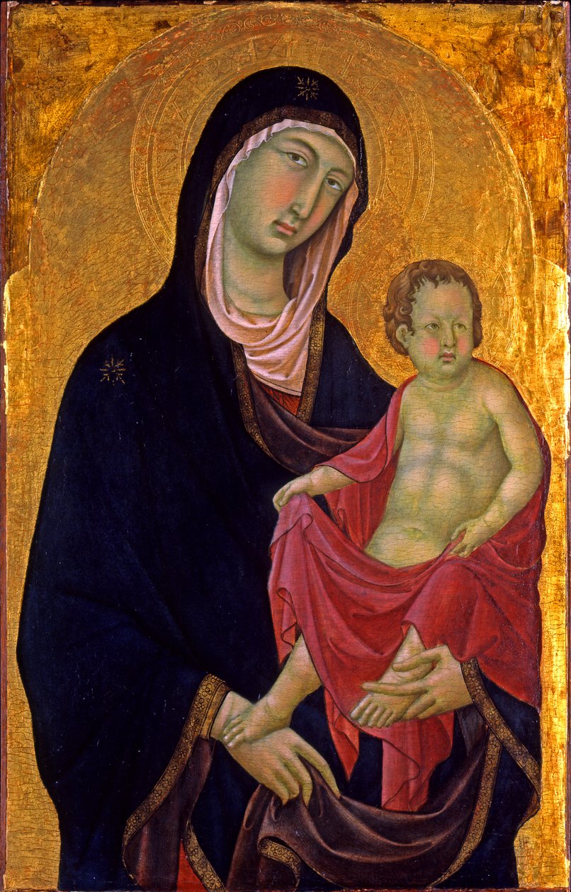 مادونا والطفل ، c.1320-1330 (درجة الحرارة على اللوحة ، بأوراق الذهب) بواسطة Segna di Bonaventura