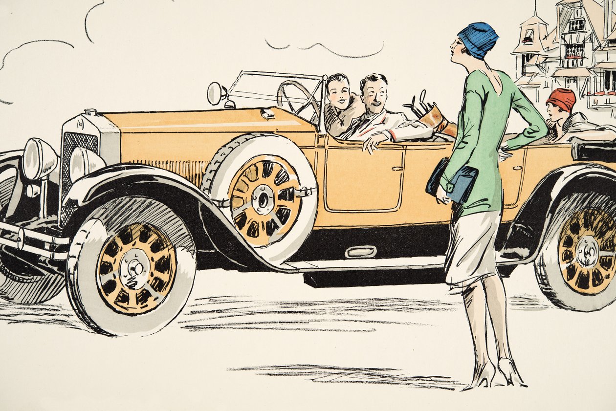 لعب الجولف في دوفيل ، من وايت بوتومز ، حانة. 1927 (طباعة كتلة ملونة) بواسطة سيم