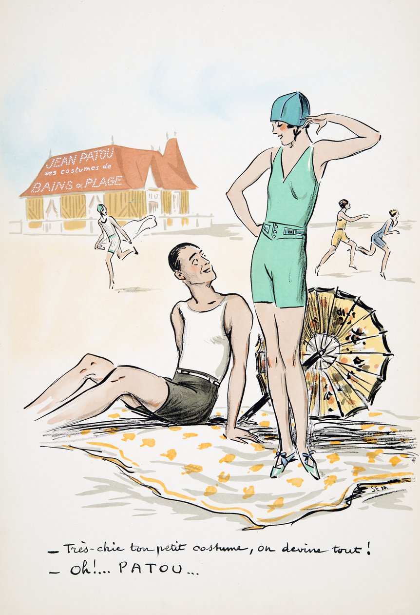 جان باتو ، ملابس حمامه أو شاطئه ، من White Bottoms ، حانة. 1927 (طباعة كتلة ملونة) بواسطة سيم