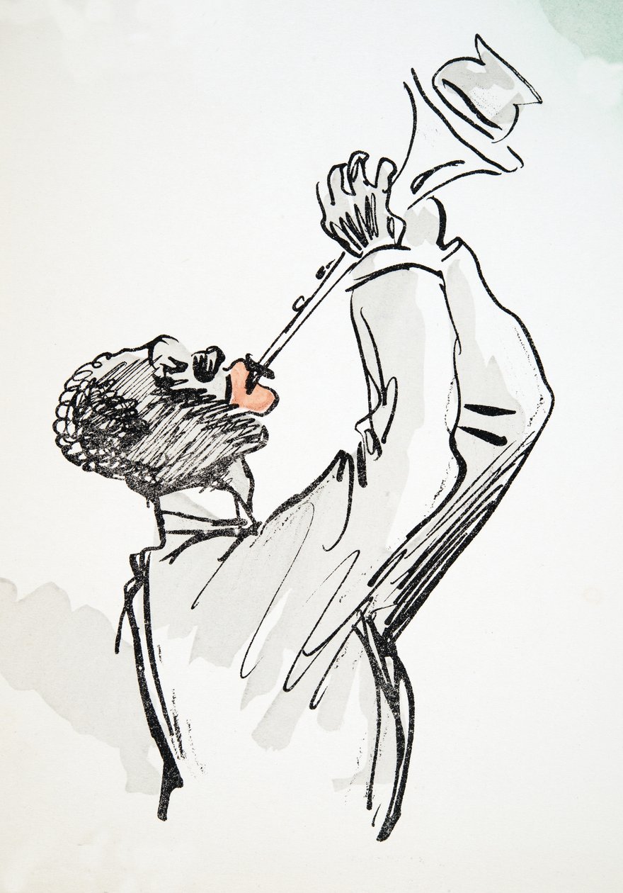 عازف البوق ، من وايت بوتومز ، حانة. 1927 (طباعة كتلة ملونة) بواسطة سيم