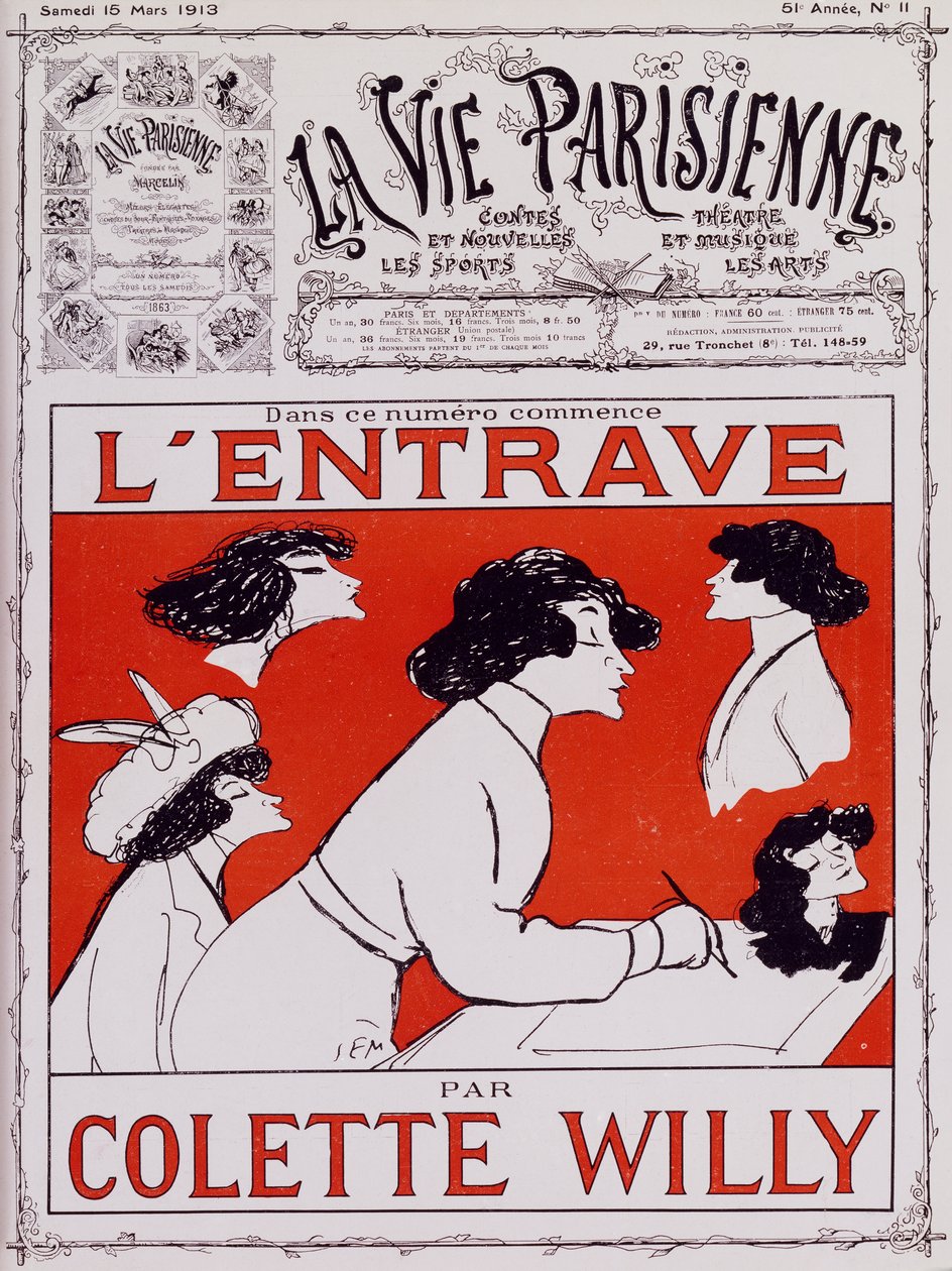 Caricature of Colette Willy, pseudonym of Sidonie-Gabrielle Colette (1873-1954) بواسطة سيم
