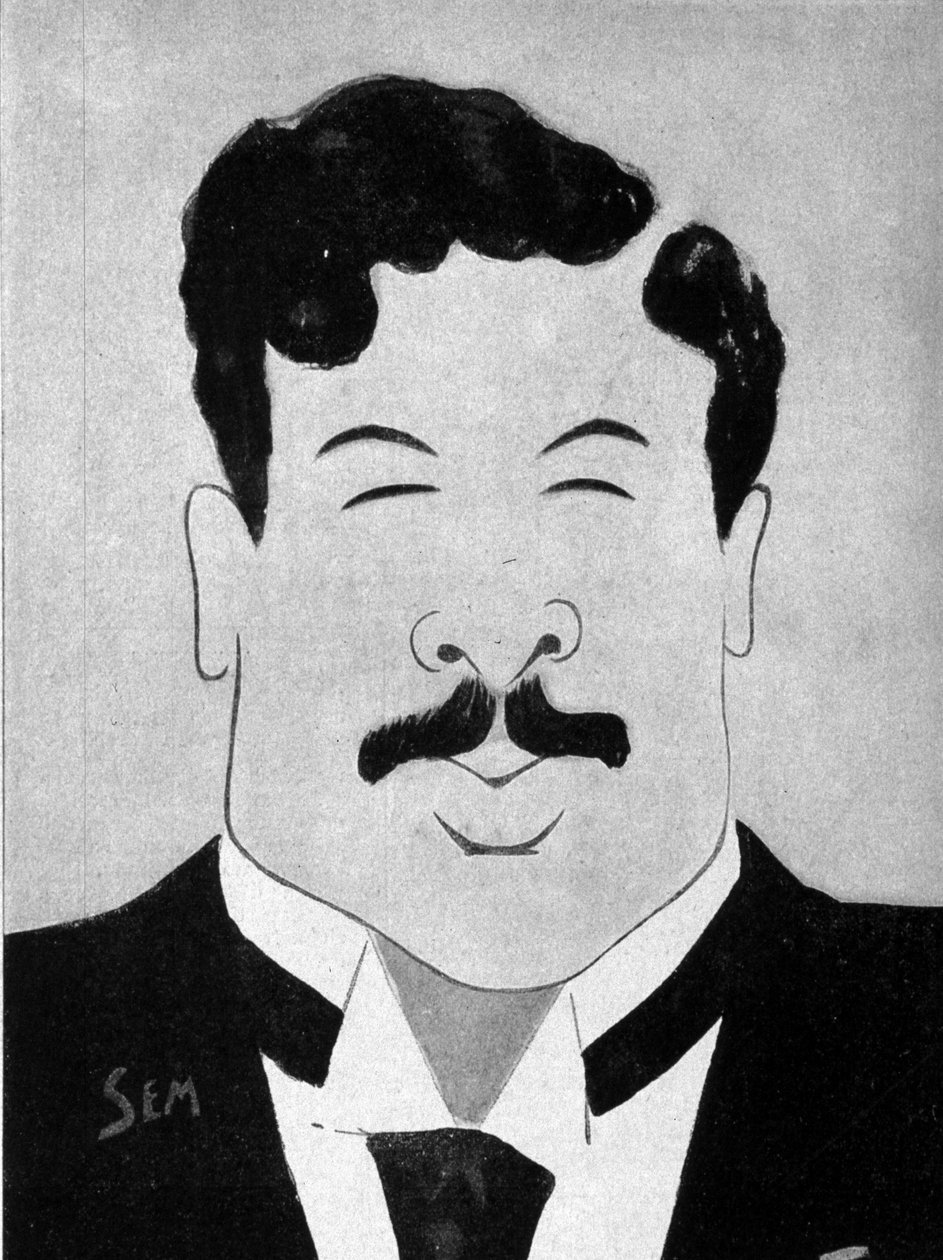 رسم كاريكاتوري للمؤلف الدرامي موريس دوناي (1859-1945) لسيم (1863-1934). بواسطة سيم