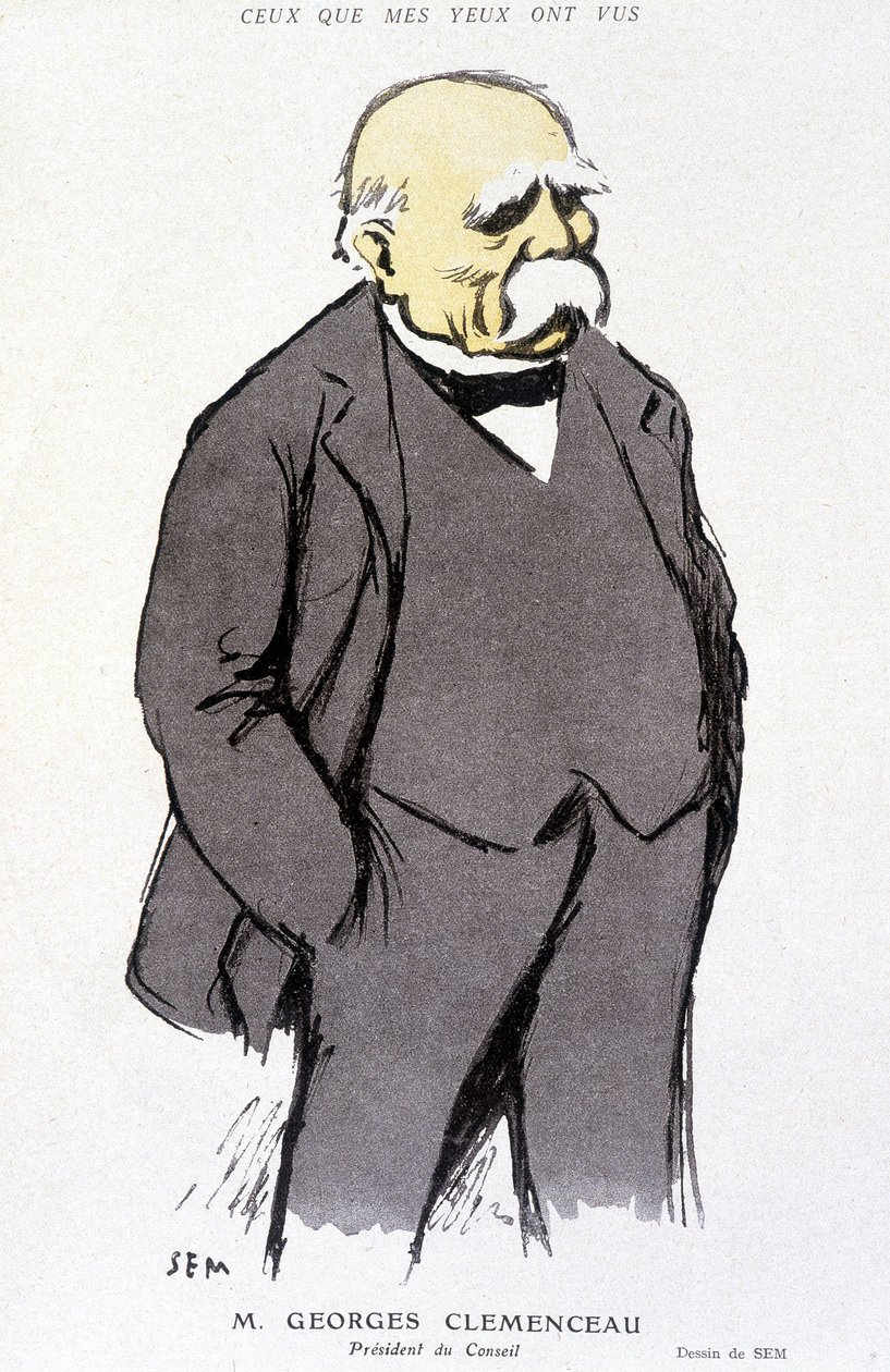 صورة لجورج كليمينسو - ديس. بواسطة Sem (1863 - 1934) ، في "Fantasio" بتاريخ 01/02/1918 ، لا. 265 بواسطة سيم