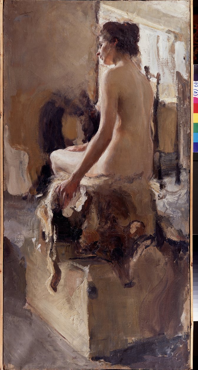 عارية (عارية). لوحة سيميون جافريلوفيتش نيكيفوروف (1877-1912) ، زيت على قماش بواسطة السائل المنوي غافريلوفيتش نيكيفوروف